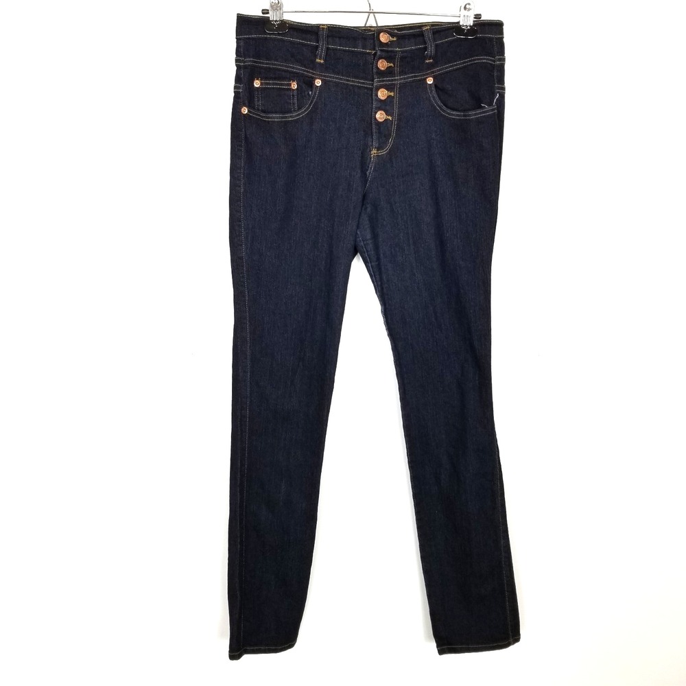 Judy Blue Women Dark Wash‎ High Rise Button Fly Jeans Sz 13/31  Skinny  Navy